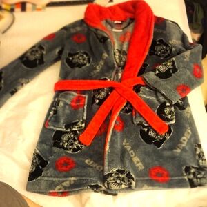 Sz 8 Star Wars Gray Darth Vader Plush Fleece Robe